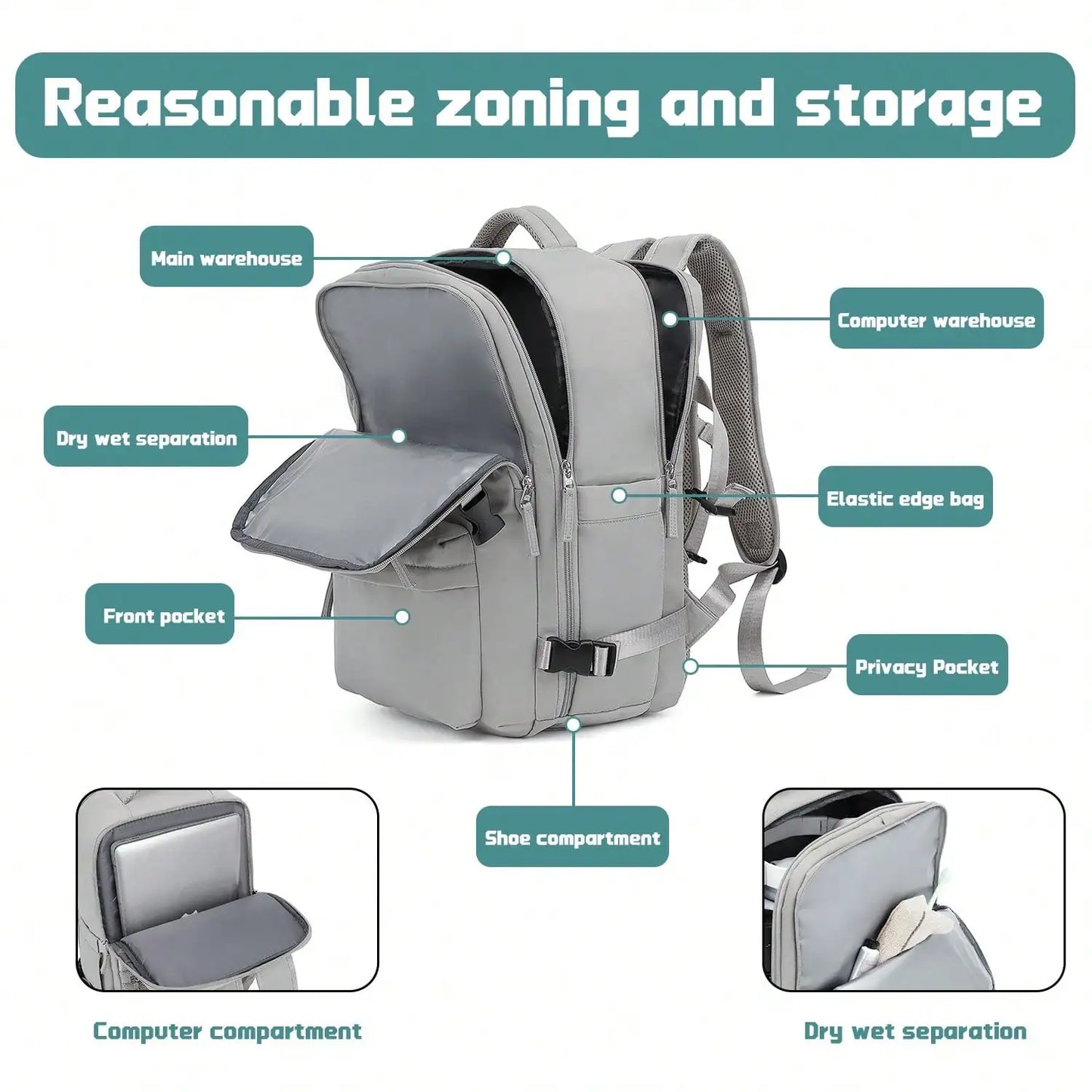 Unisex Laptop Backpack With Waterproof Compartment