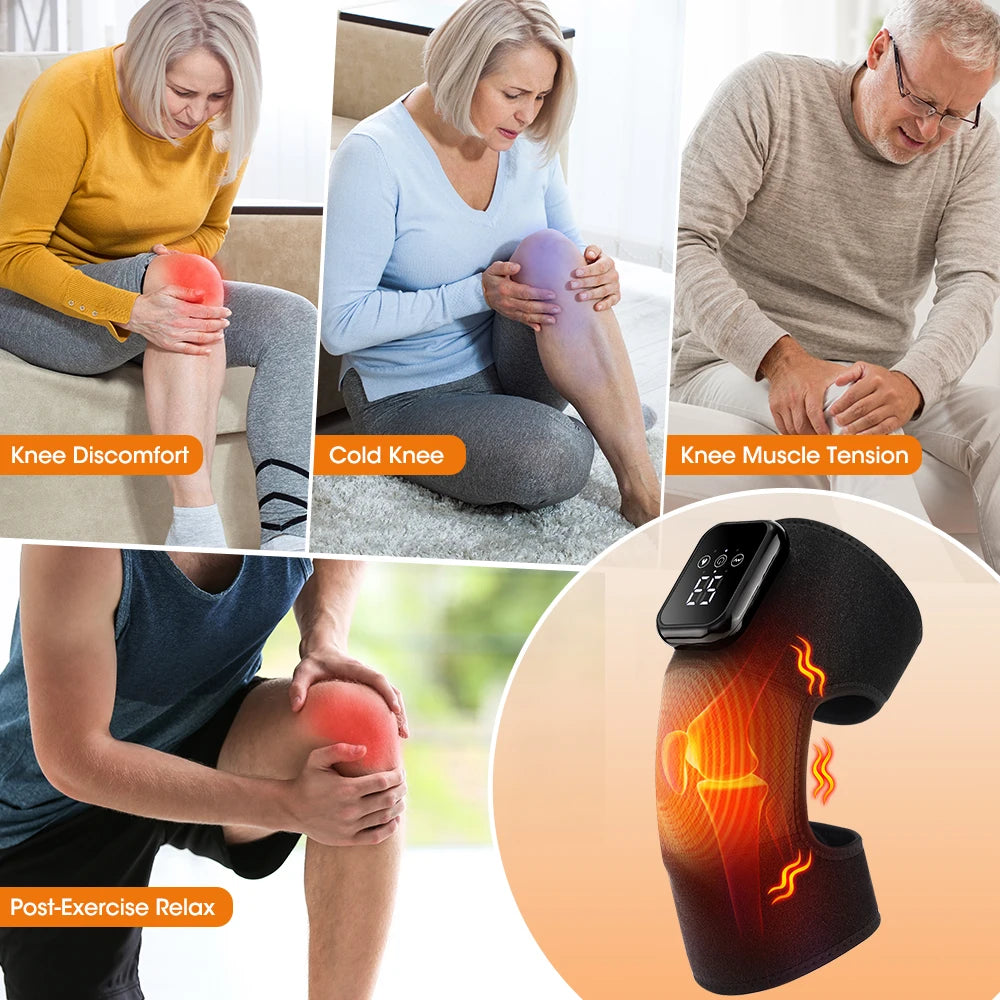 AFDEAL Electric Heated Knee Massage Pad With 3 Level Hot Compress