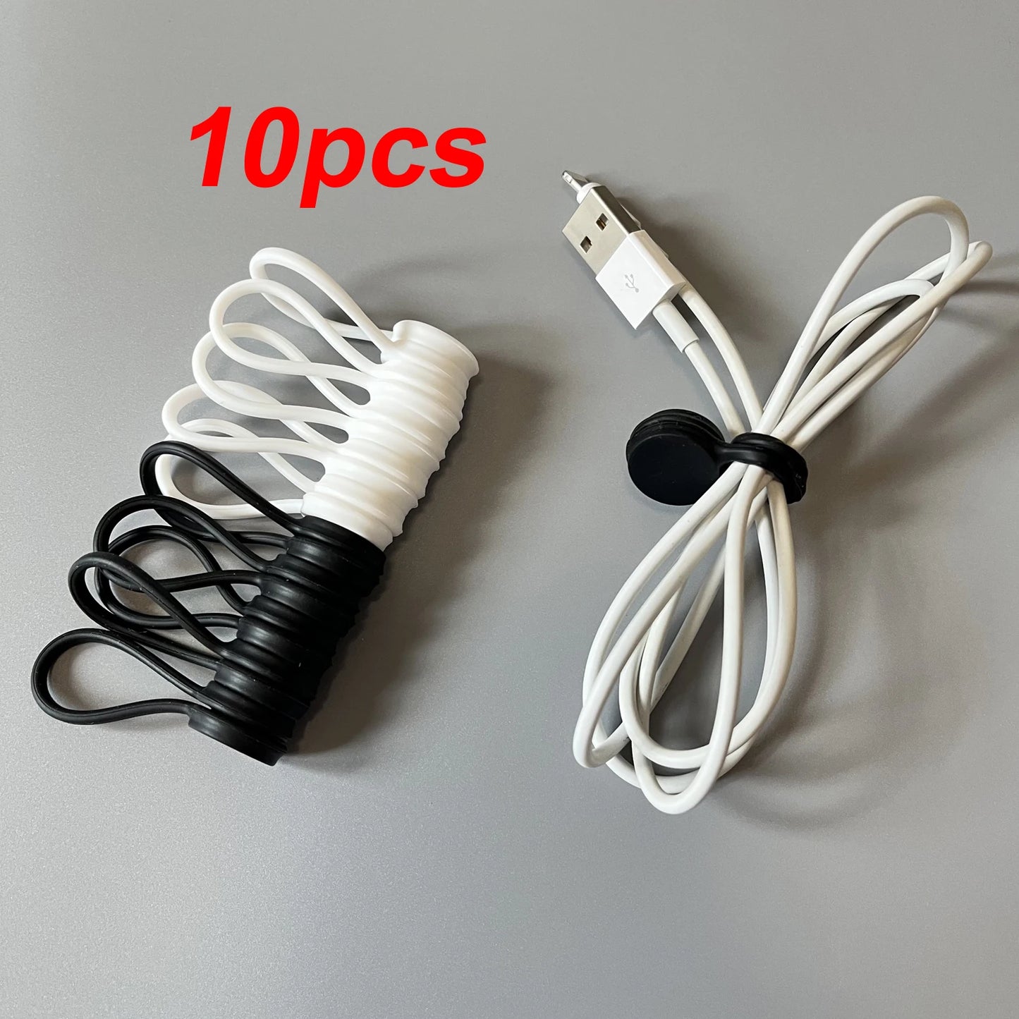 Magnetic Silicone Cable Ties Reusable Cord Clips Pack Of 10