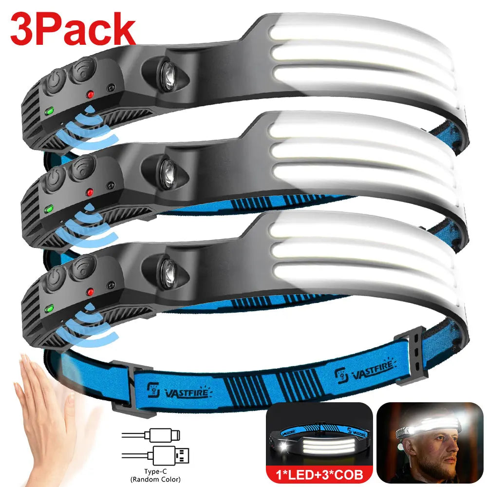 VASTFIRE USB Rechargeable COB LED Headlamp Induction Outdoor