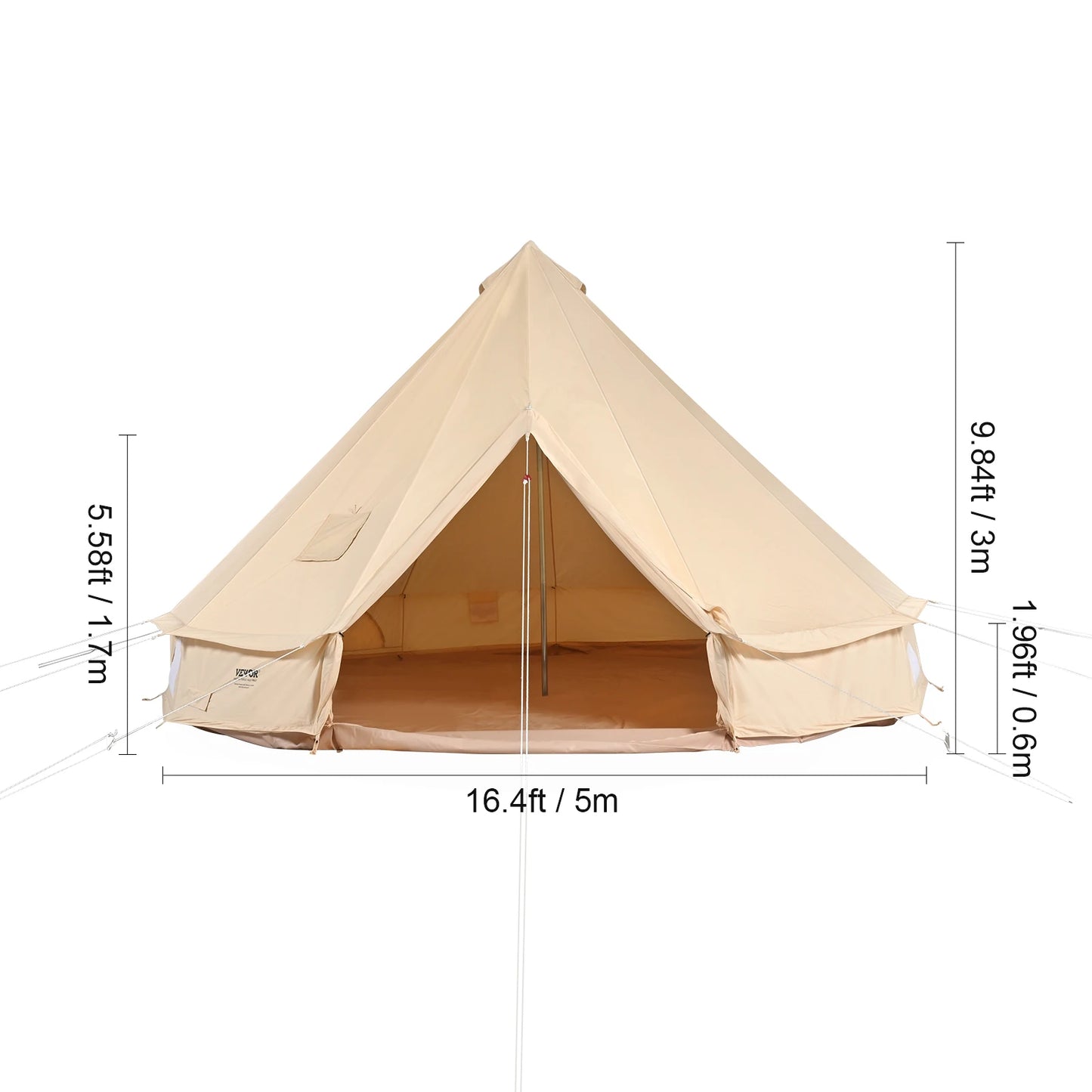 SucceBuy Waterproof Canvas Bell Tent For Outdoor Family Camping