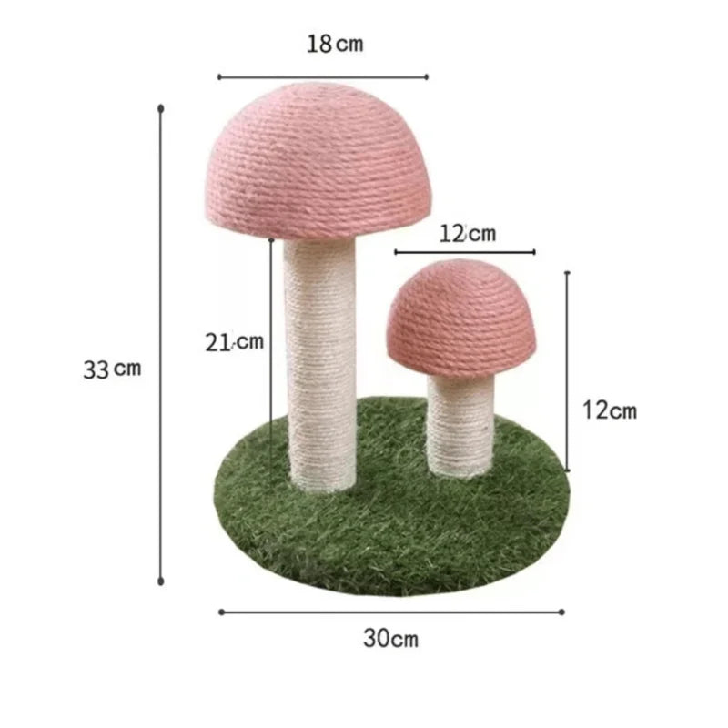 Sturdy Twin Mushroom Cat Climbing Frame With Scratching Platforms