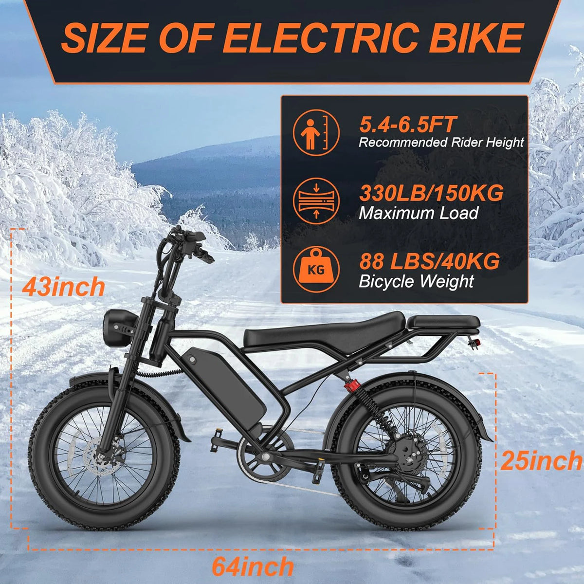 Aovopro Fat Tire Electric Bicycle With Powerful Brushless Motor