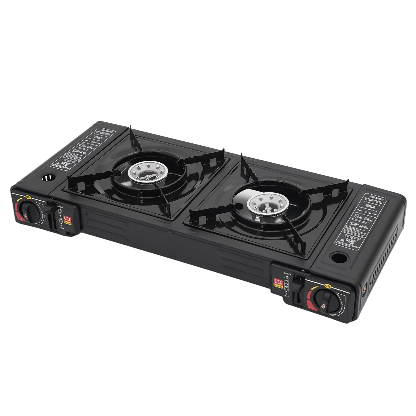 2 Burner Portable Camping Stove Set With Tray And Case Butane LPG Fuel