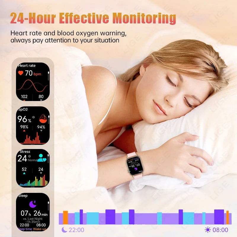 LIGE GPS Smartwatch For Android iOS HeartRate Bluetooth Calling IP68