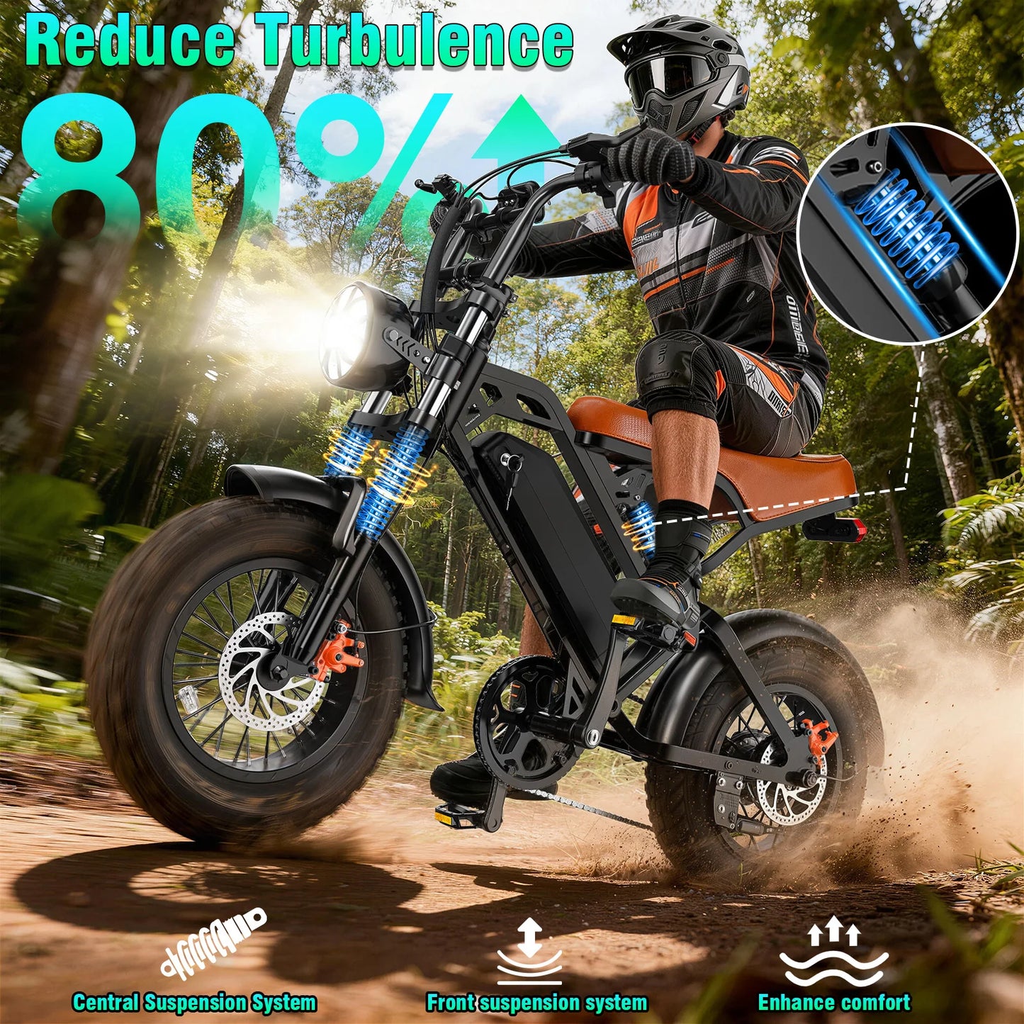 Terrosor 1200W All-Terrain Electric Motorcycle, 48V Lithium Battery