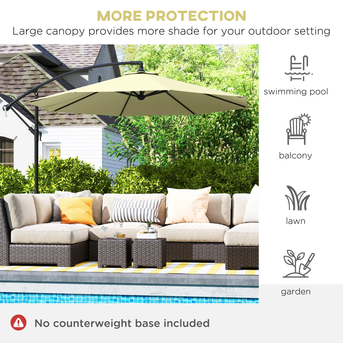 Outsunny Cantilever Offset Patio Umbrella With Tilt UV And Water Resistance