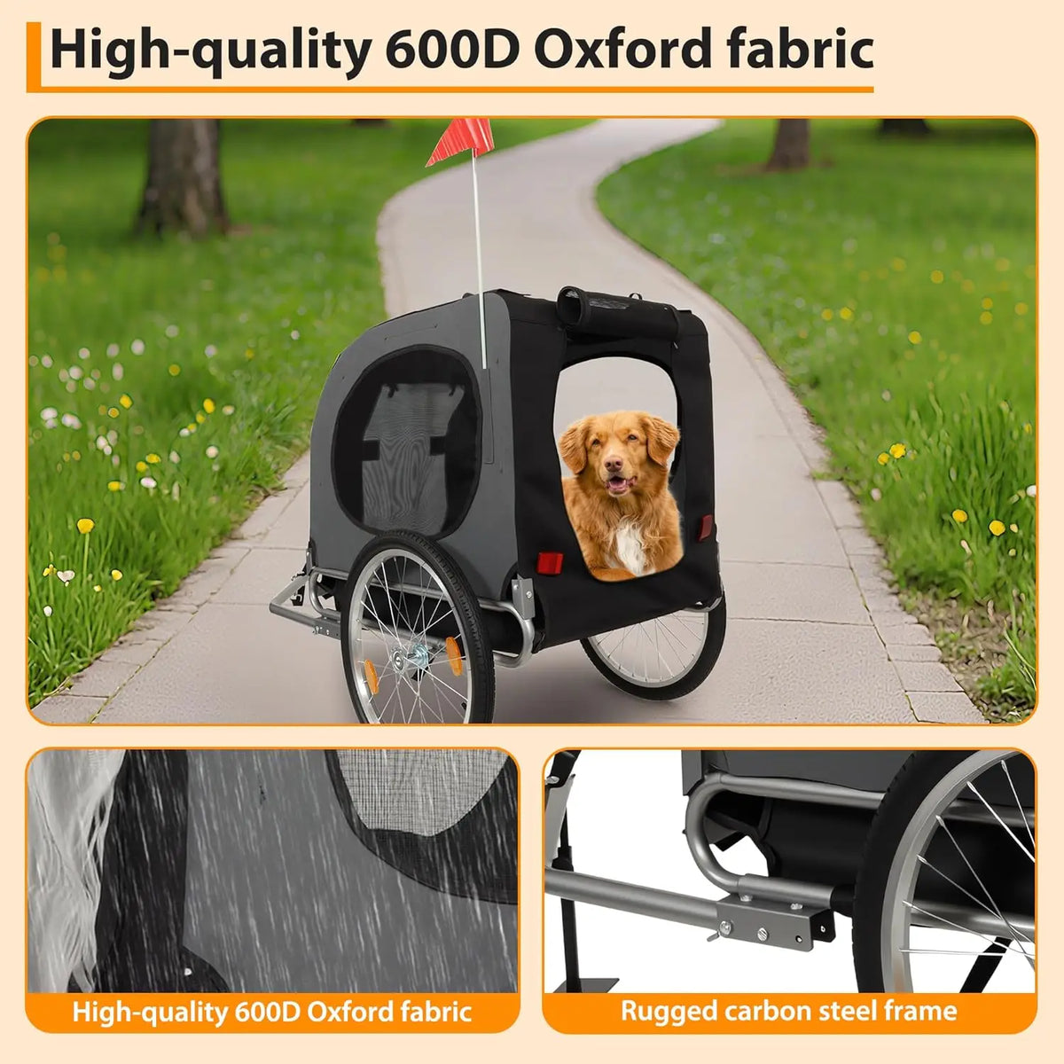 HiMISS Dog Bike Trailer Jogging Stroller Collapsible Ventilated Waterproof