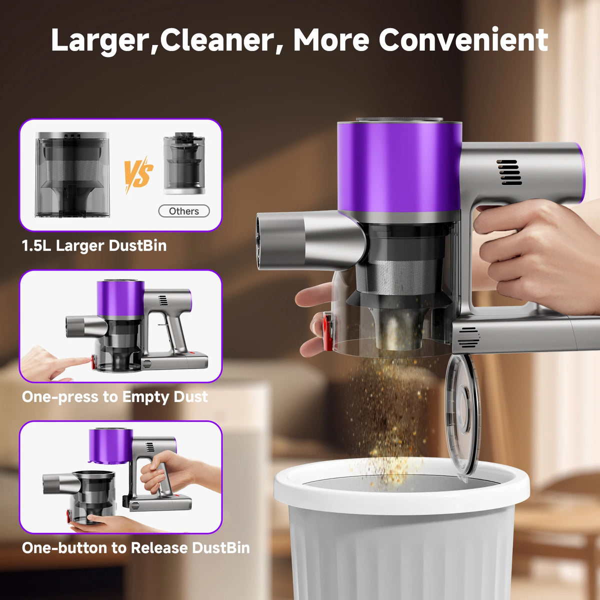 Honki Cordless Stick Vacuum Cleaner Led Display Hepa Filter Turbo