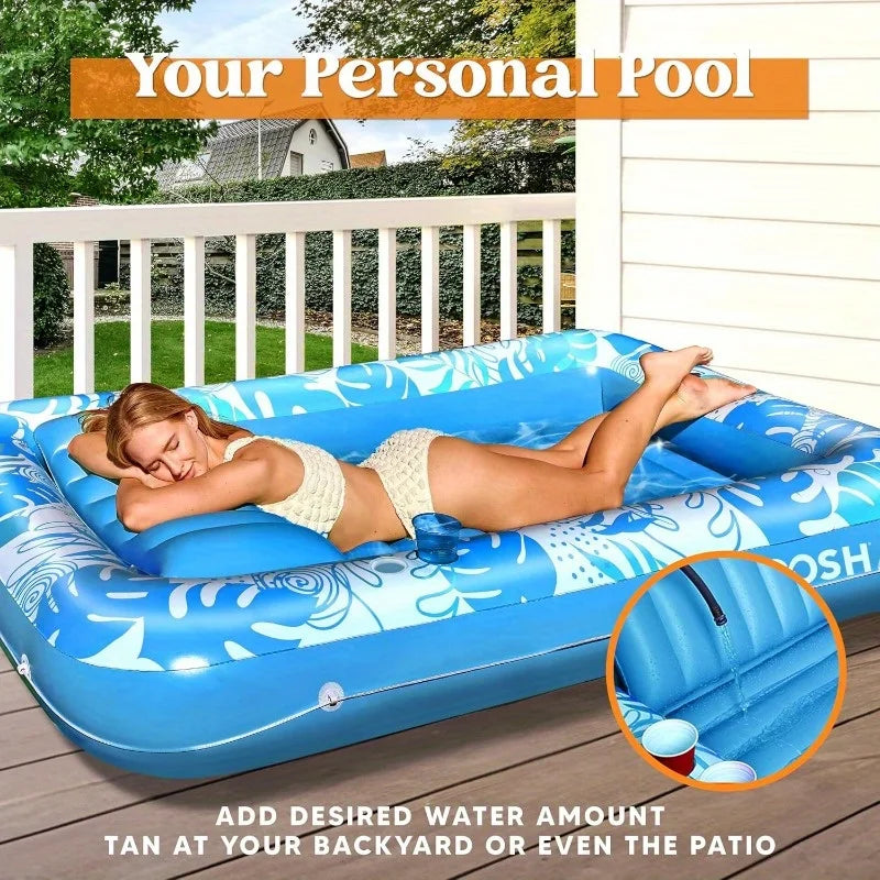 Joyfy 4 In 1 Suntan Pool Floats With Headrest And Drink Holders