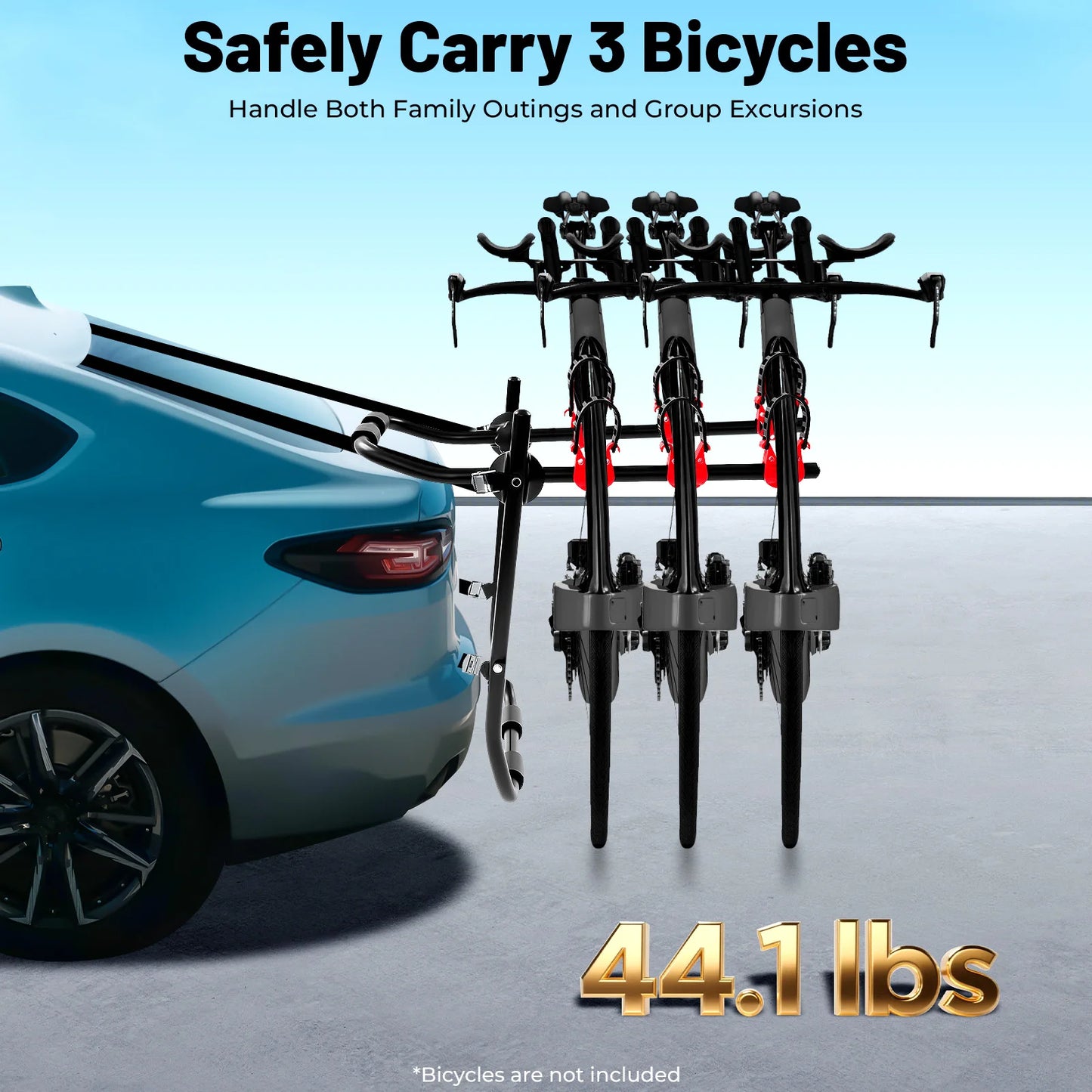 Foldable Car Bike Rack Trunk Mounted Carrier For Three Bicycles