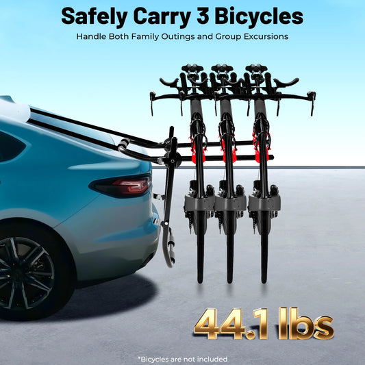 Foldable Car Bike Rack Trunk Mounted Carrier For Three Bicycles
