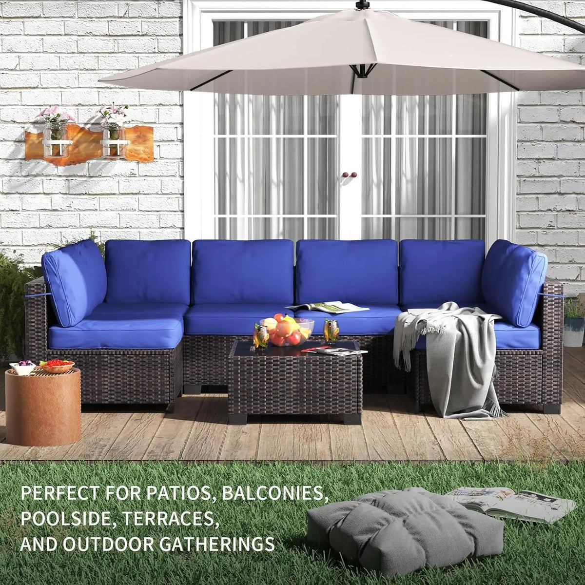 HiMISS Modular Outdoor Rattan Sectional Sofa Set For Garden Patios