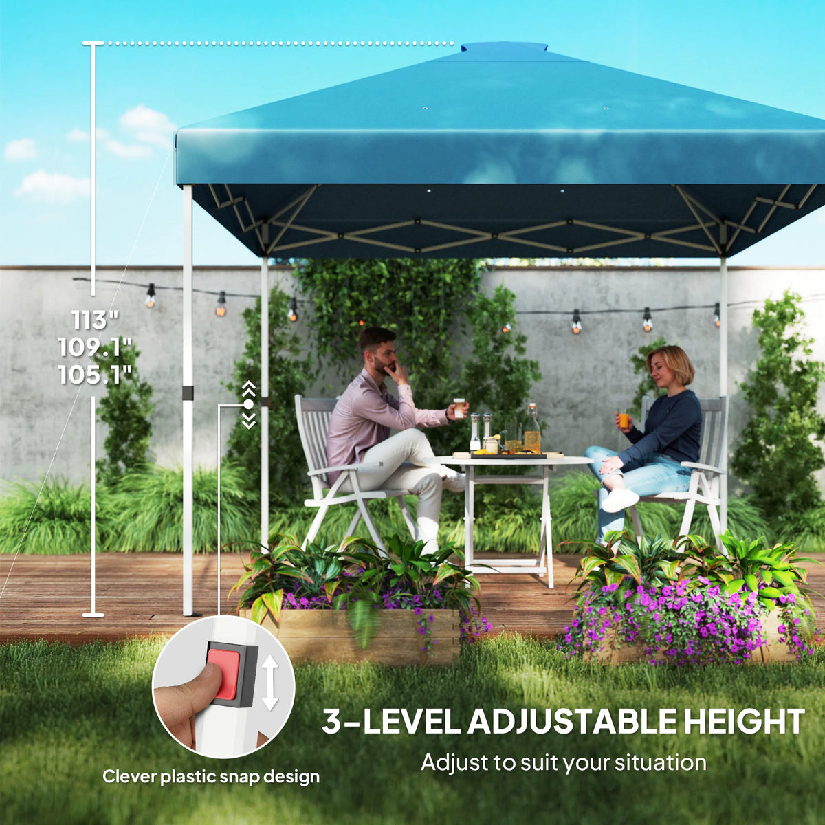 Pop Up Outdoor Gazebo Canopy Tent With Half Sidewalls