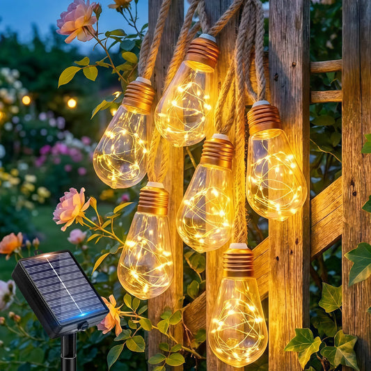 Ledoor Solar String Lights Retro Hemp Rope Outdoor Garden Decoration
