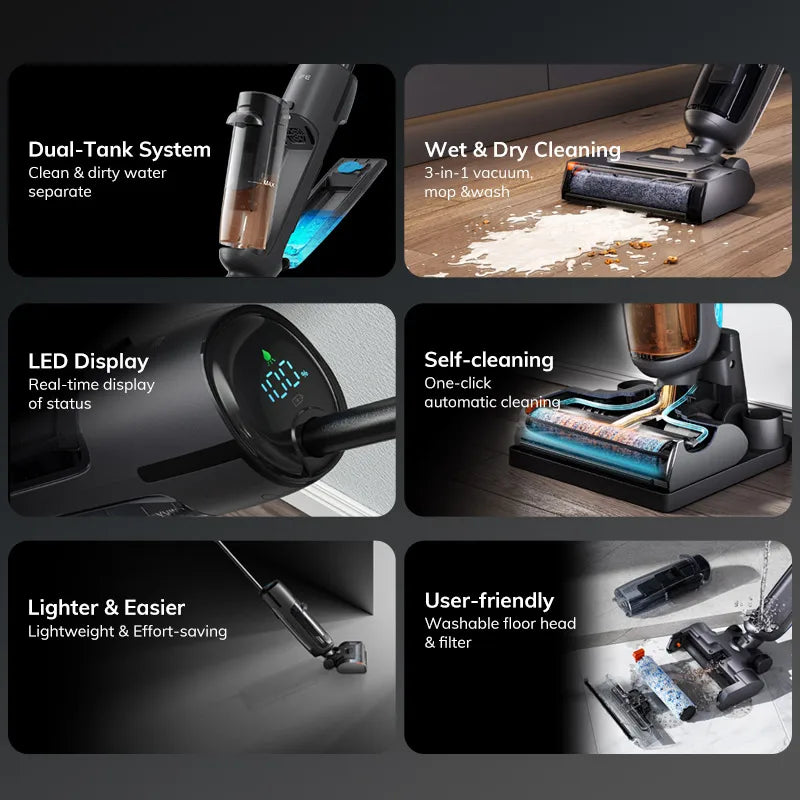 ILIFE W90 Pro Cordless Wet Dry Smart Mop 7000Pa Suction