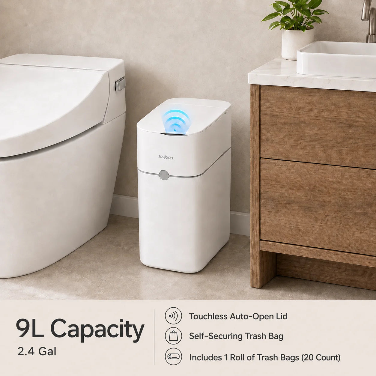 Joybos Touchless Trash Can With Motion Sensor And Auto Bag-Suction