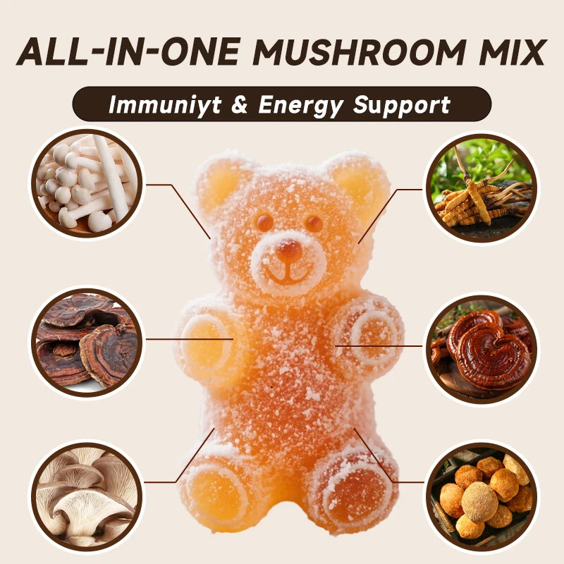 Ahete Mushroom Gummies Seven Mushroom Blend For Digestive Support