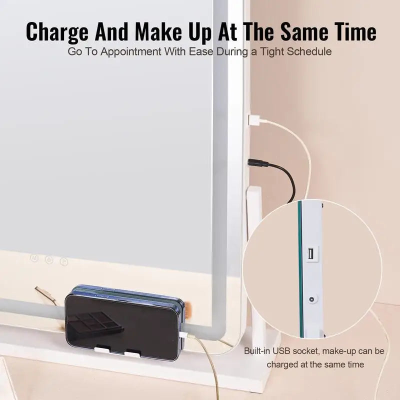 Lighted Vanity Mirror With Three Color Modes And 5X Magnification