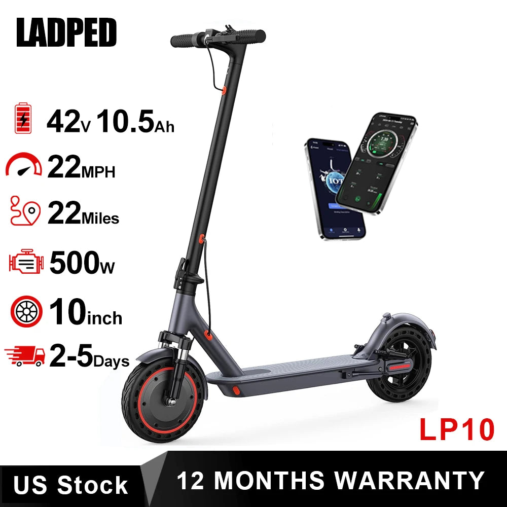 Ladped Electric Scooter 500W 22 MPH Folding App Control