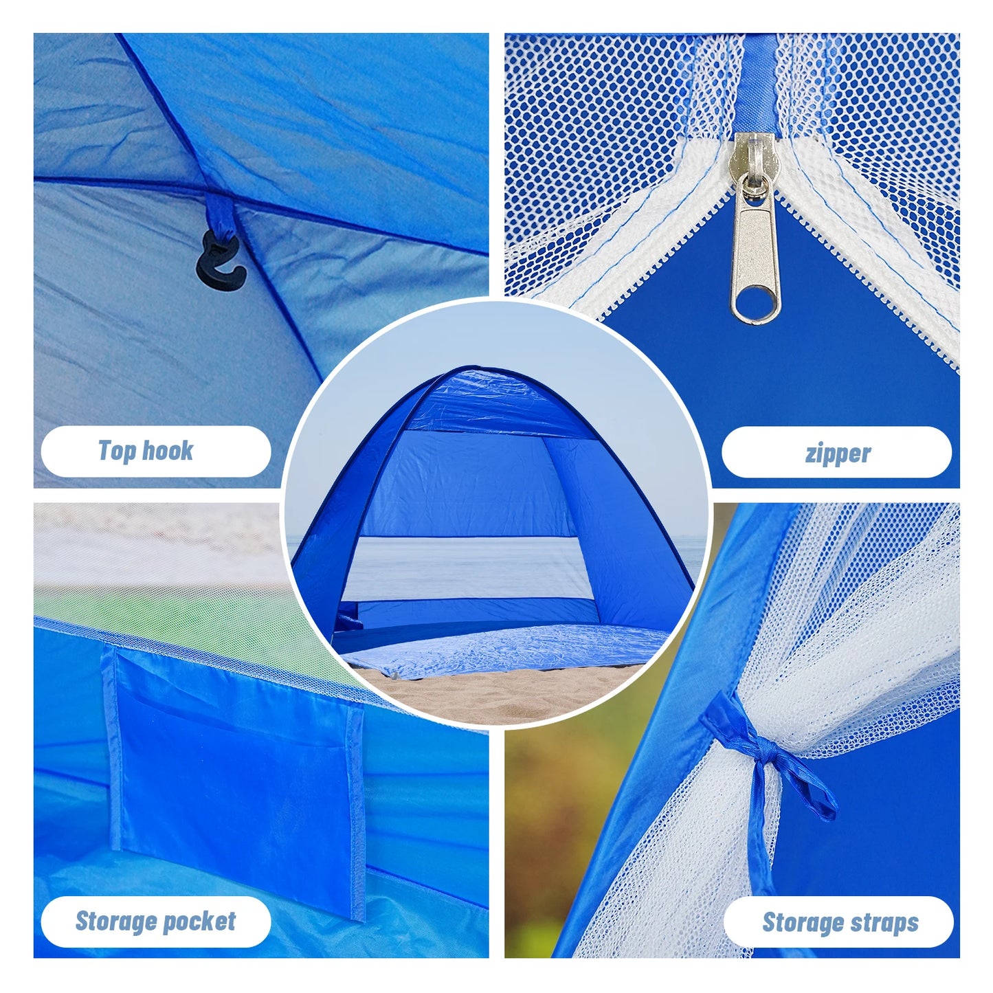 Pakicetus Pop Up Beach Tent With Bag Compact Folding Shelter