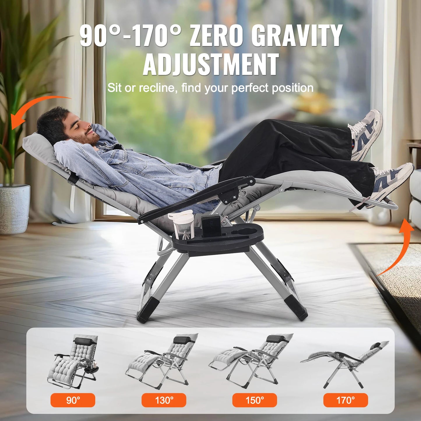 SucceBuy Zero Gravity Chair Outdoor Recliner With Cupholder