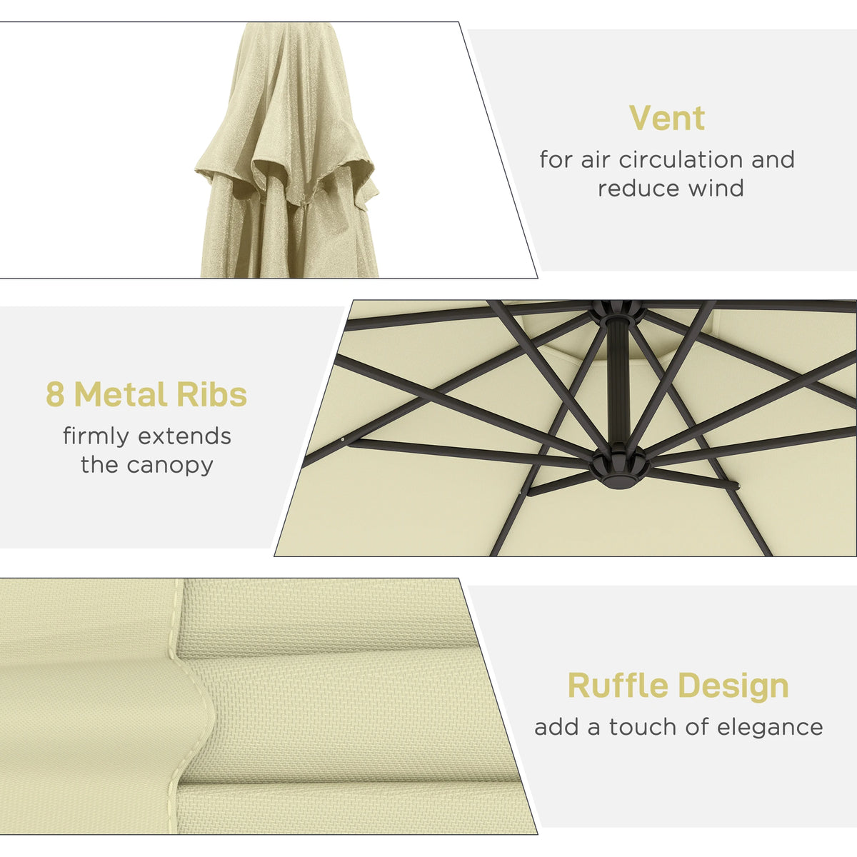 Outsunny Cantilever Offset Patio Umbrella With Tilt UV And Water Resistance