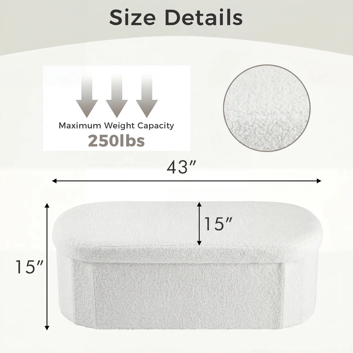 MCQ Faux Fur Storage Ottoman Footstool For Bedroom Seating