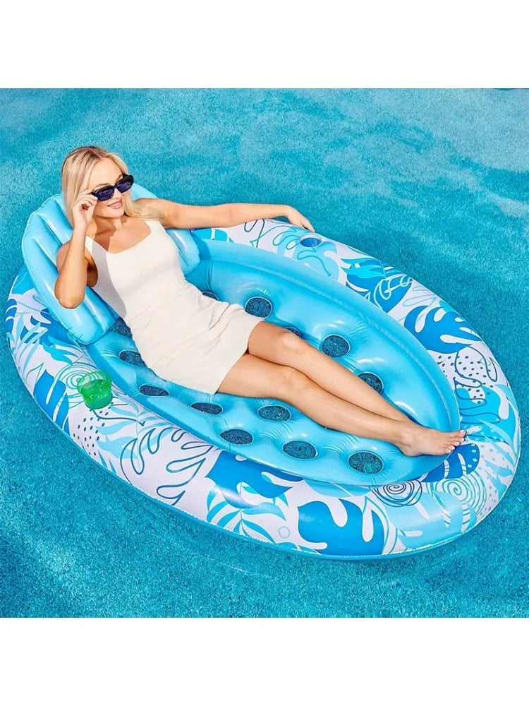 Joyfy Inflatable Pool Float Lounger With Removable Head Support