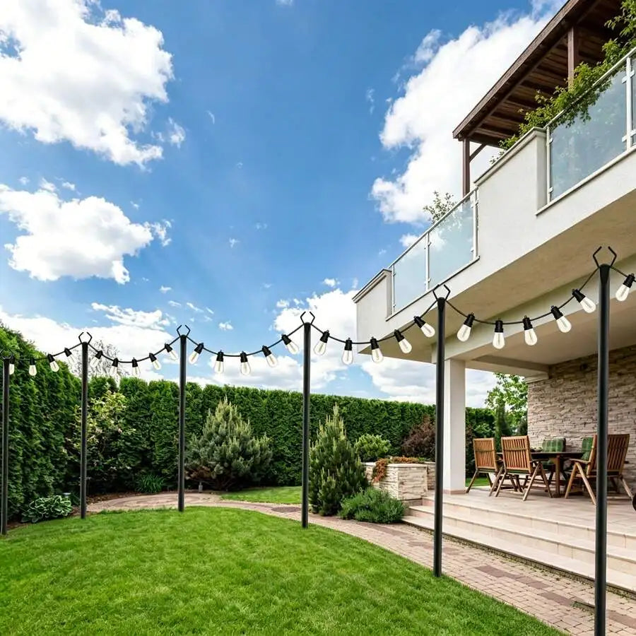 Outdoor String Light Poles With Fence Brackets For Patios