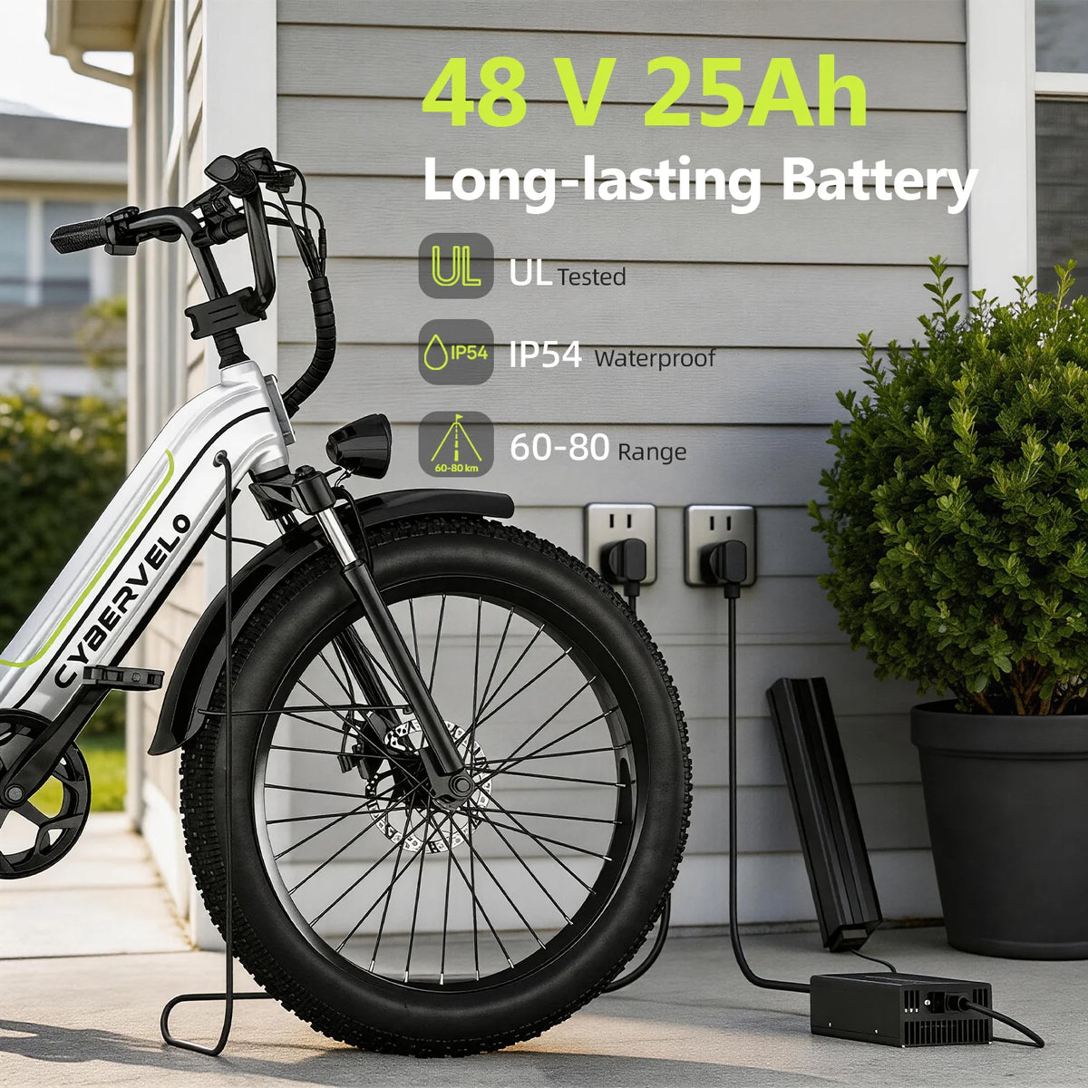 Lionland Fat Tire Electric Bike 1000W All Terrain Removable Battery