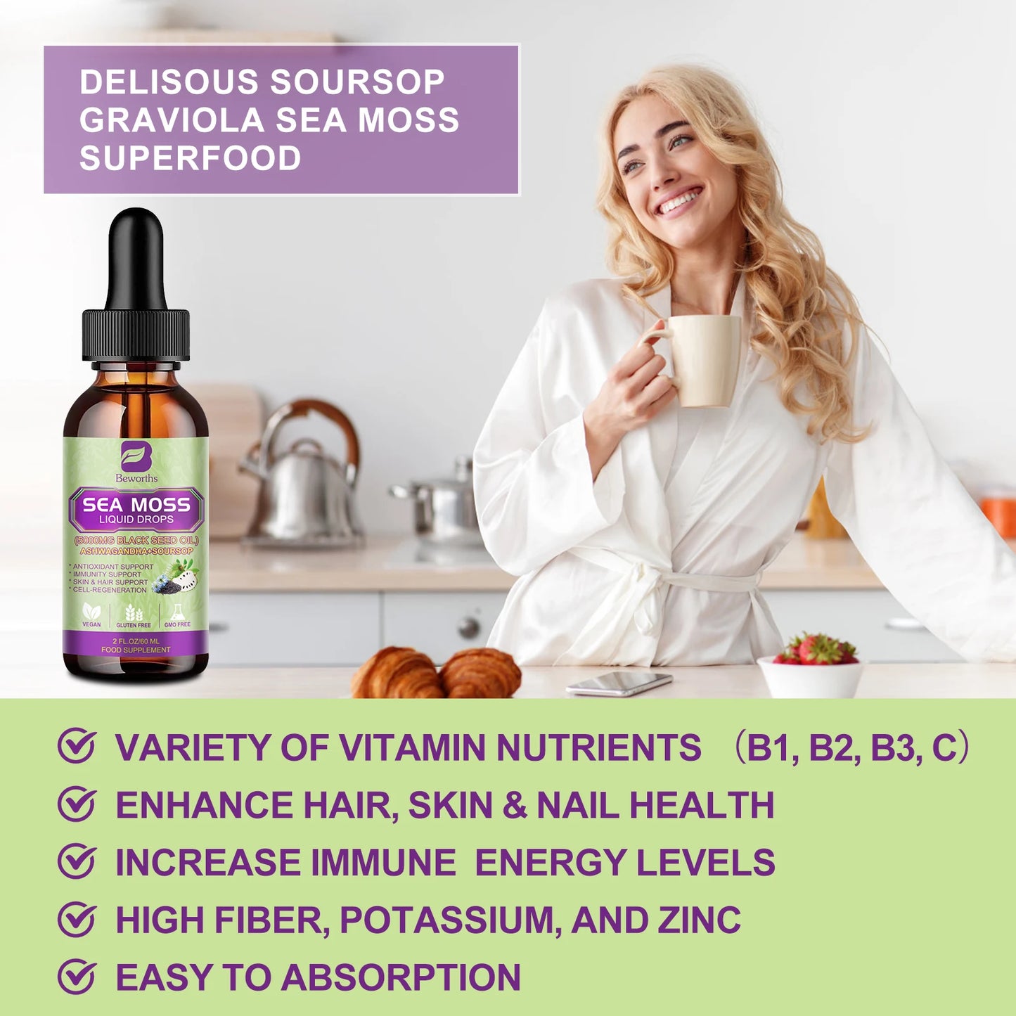 Beworths Sea Moss Extract Drops Immunity, Digestion And Kidney Health