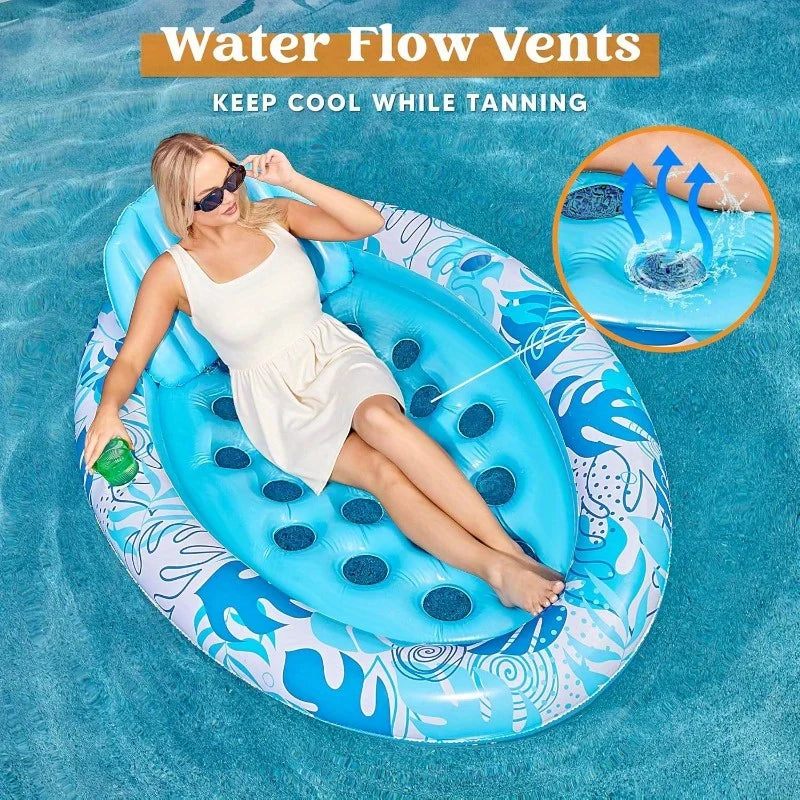 Joyfy Inflatable Pool Float Lounger With Removable Head Support