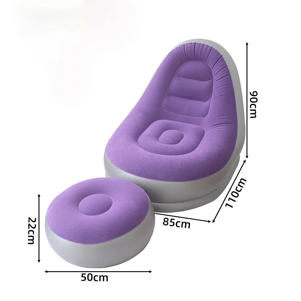 Wonflex Inflatable Flocking Lazy Sofa Set With Footstool