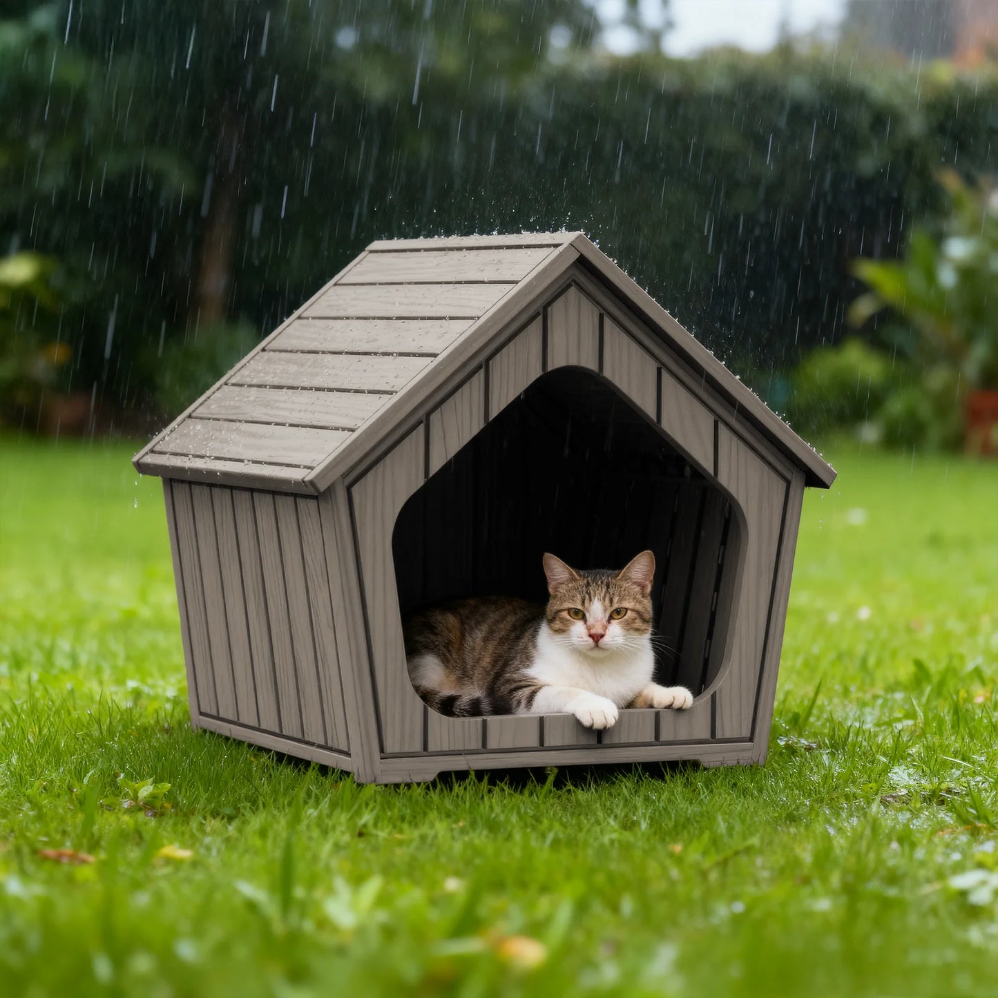 Gable Roof Plastic Pet House Waterproof Outdoor Dog Shelter