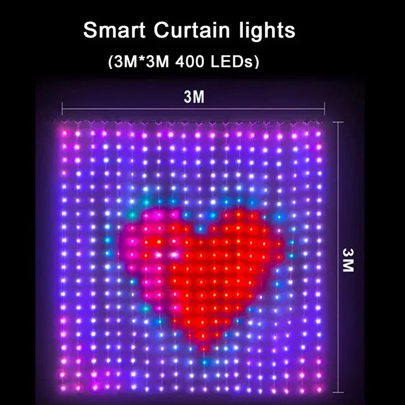 App Controlled Led Curtain Lights Music Mode Waterproof Design