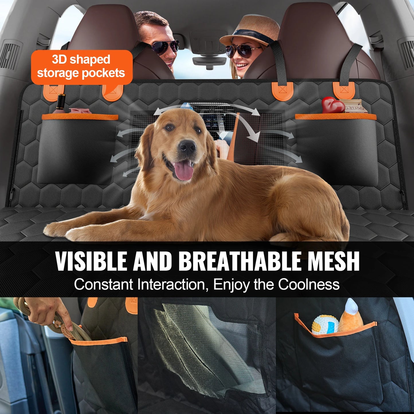 SucceBuy Back Seat Dog Car Bed Cover With Mesh Window