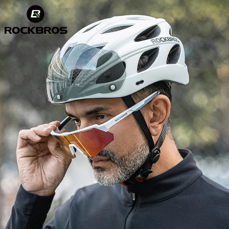 RockBros Cycling Helmet With Goggles Integrated Safety For Men Women