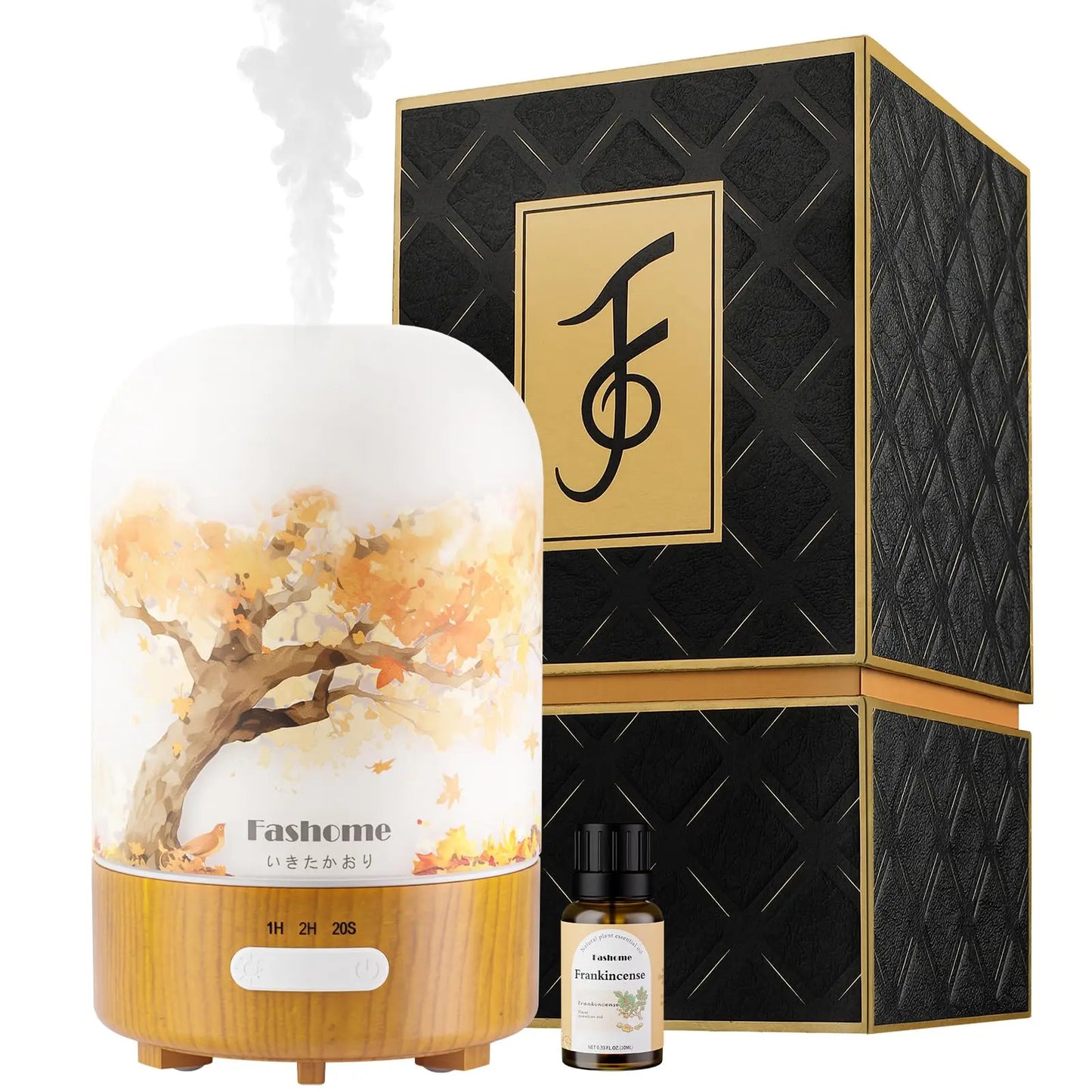 Fashome Essential Oil Diffuser Hand Blown Glass Auto Shut Off