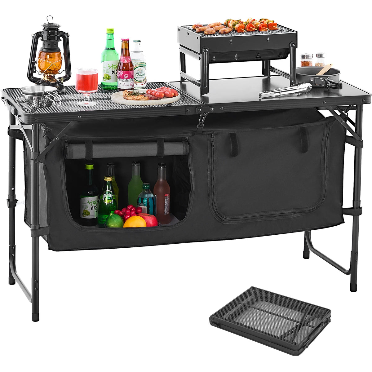 SucceBuy Portable Outdoor Camping Kitchen Table For Cooking