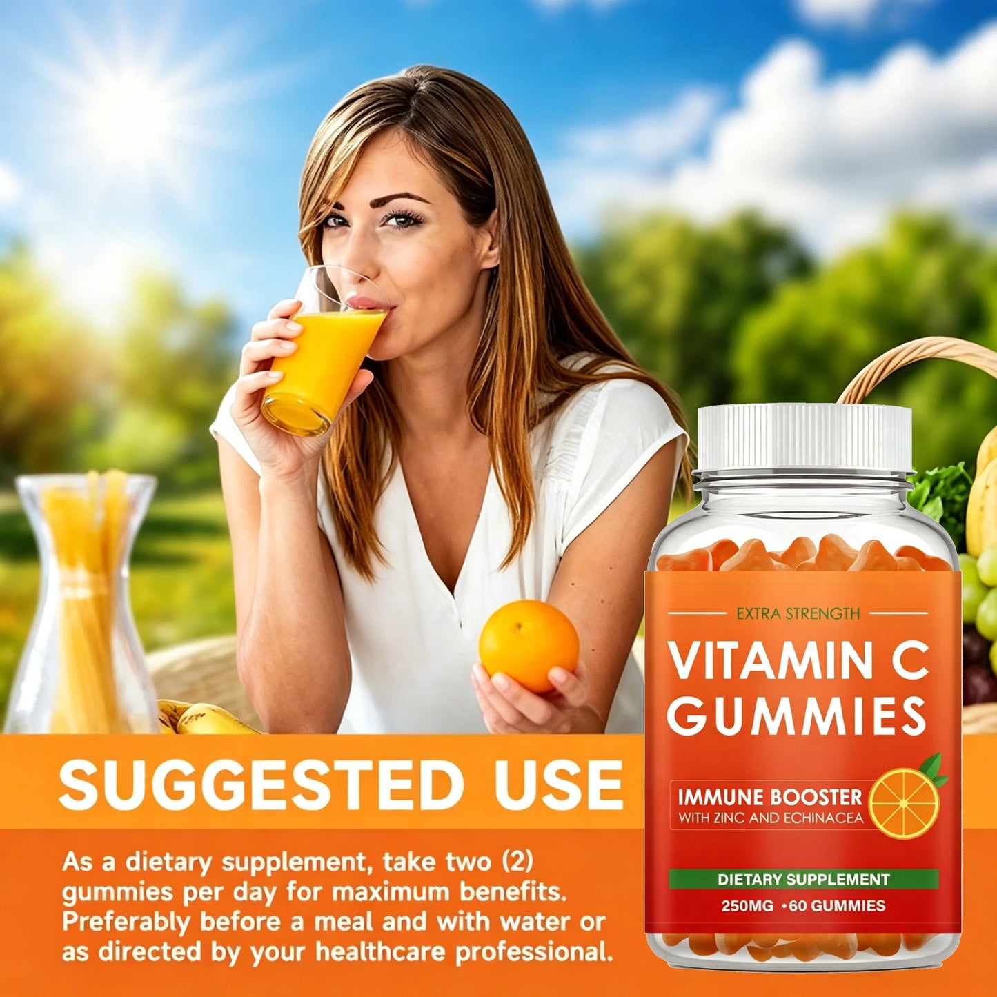 Vitamin C Gummies Immune Support Antioxidant Boost 60 Count