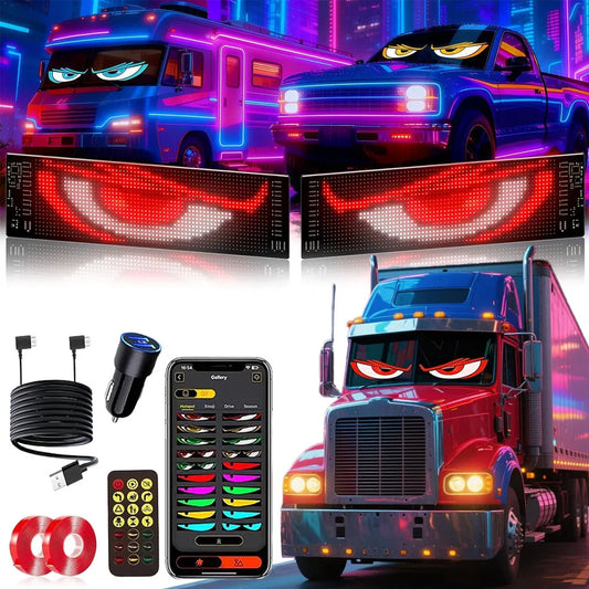 Universal Vehicle LED Devil Eyes Dual Screen Display With App Control