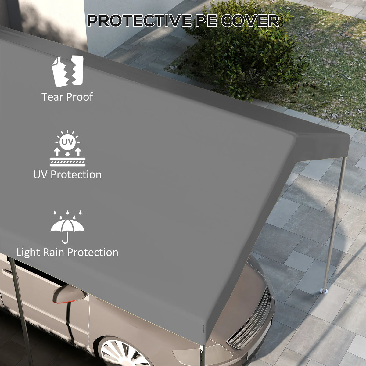 Outsunny Carport Canopy Replacement Cover With Bungee Cords