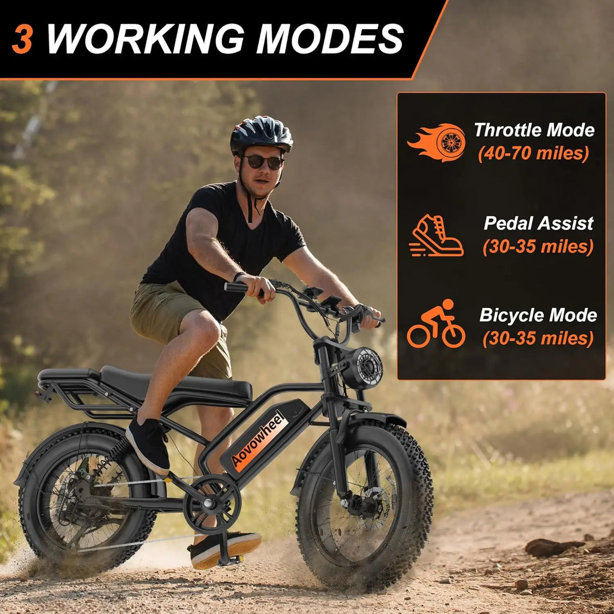 Aovopro 1500W Fat Tire Electric Bike For Outdoor Adventures
