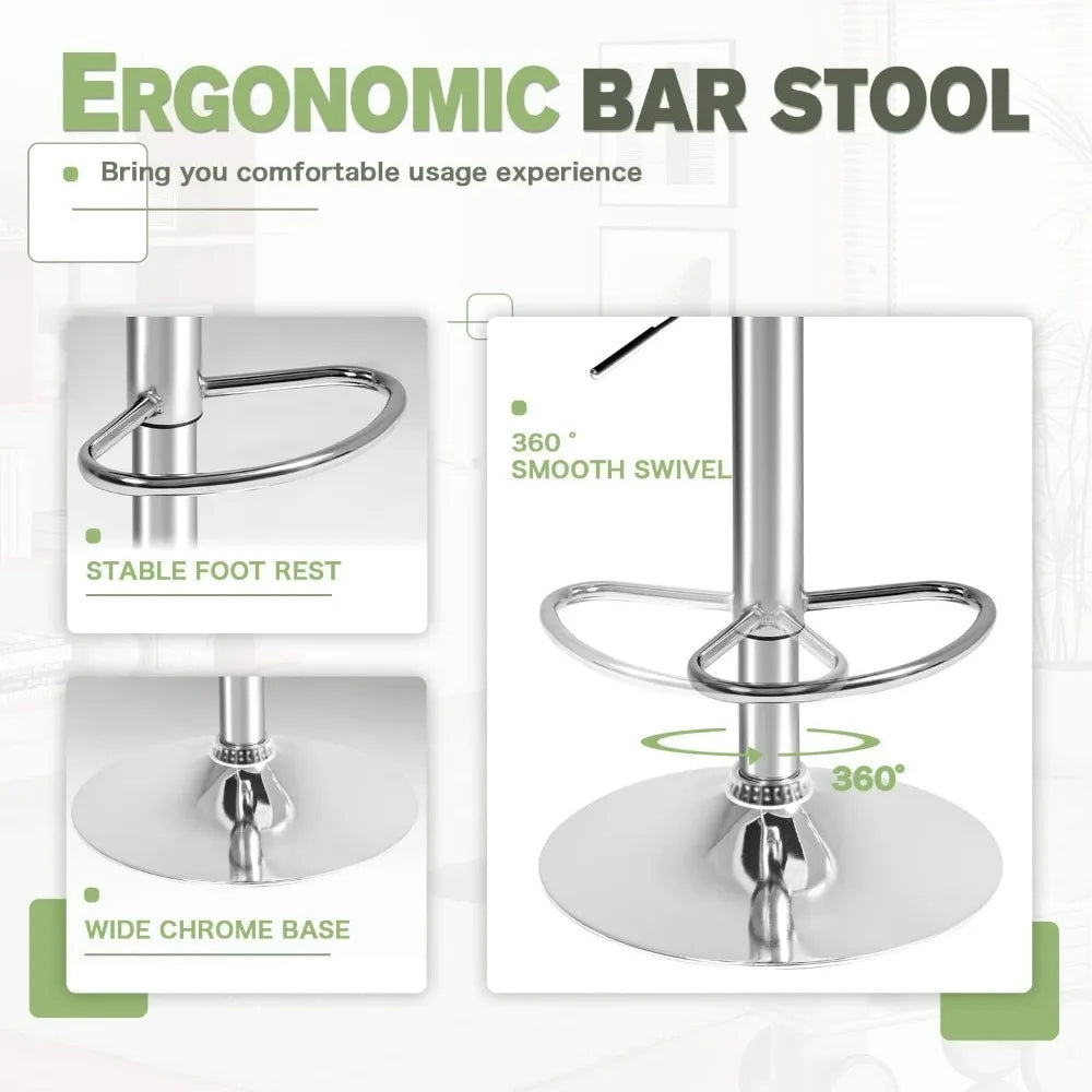 Furmax Modern Swivel Adjustable PU Leather Bar Stools Set of Two