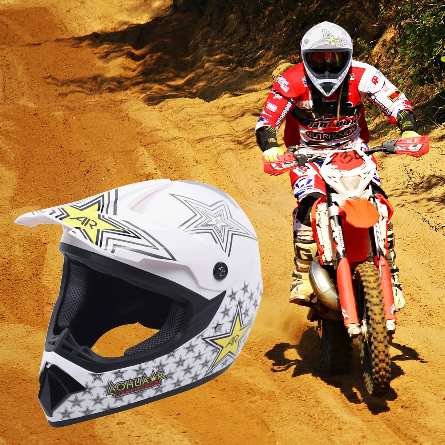 Youth Off-Road Racing Gear Kit Helmet Goggles Gloves