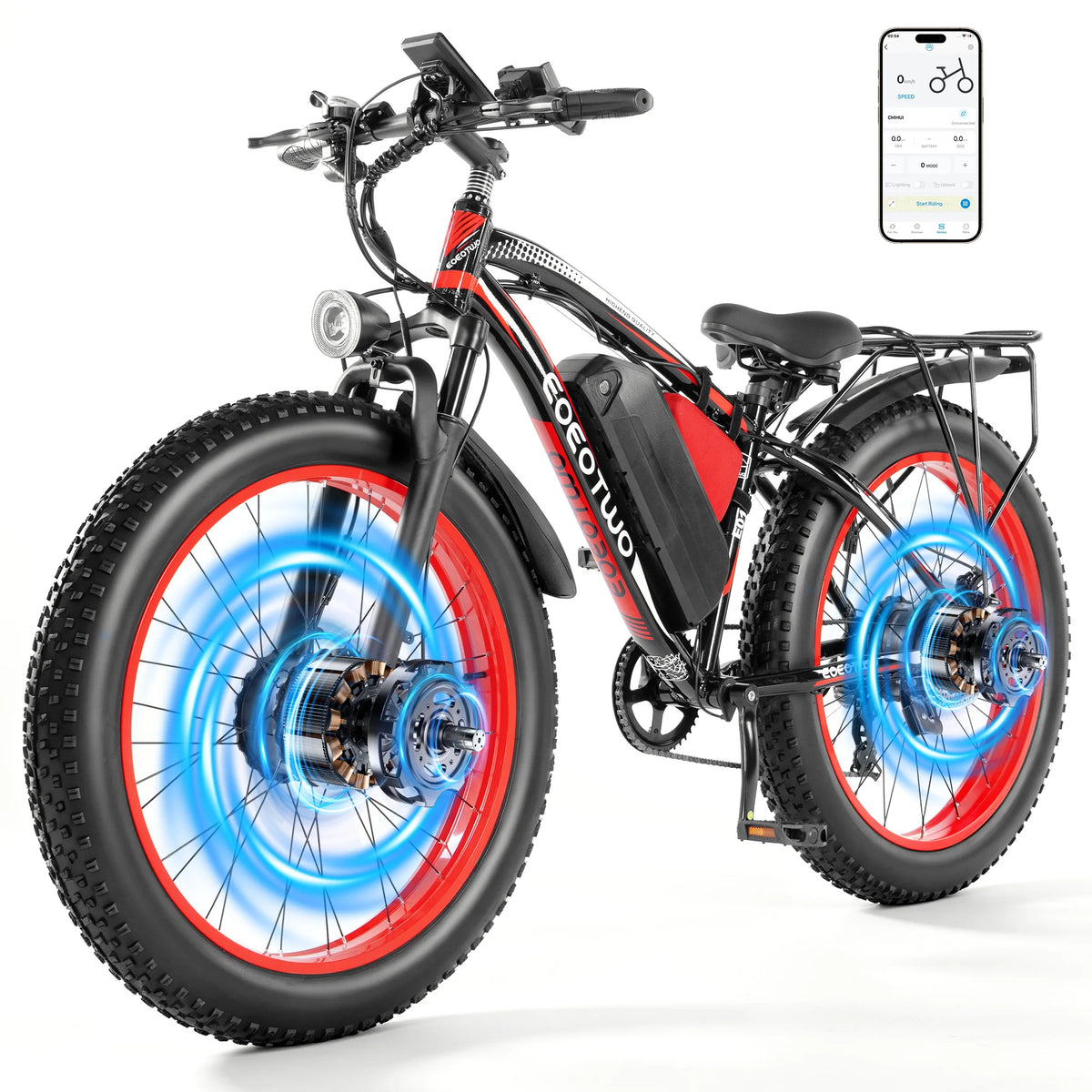 EOEOTWO 48V Long Range Electric Fat Tire Mountain Bike