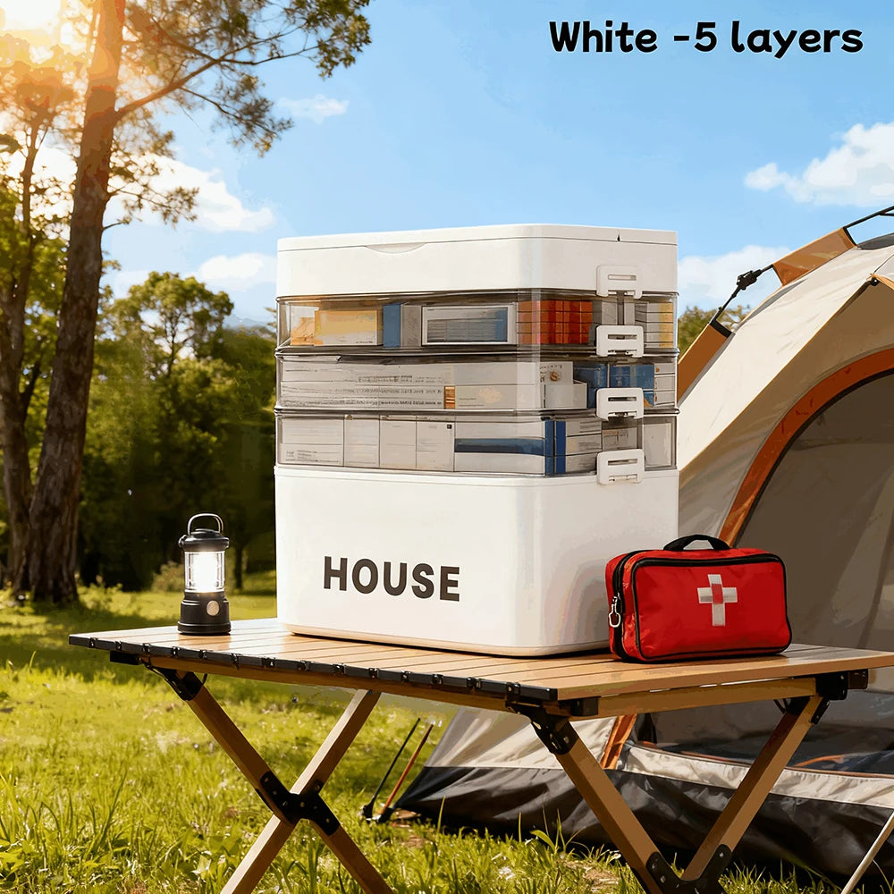 Transparent Multi Layer First Aid Storage Box With Detachable Compartments
