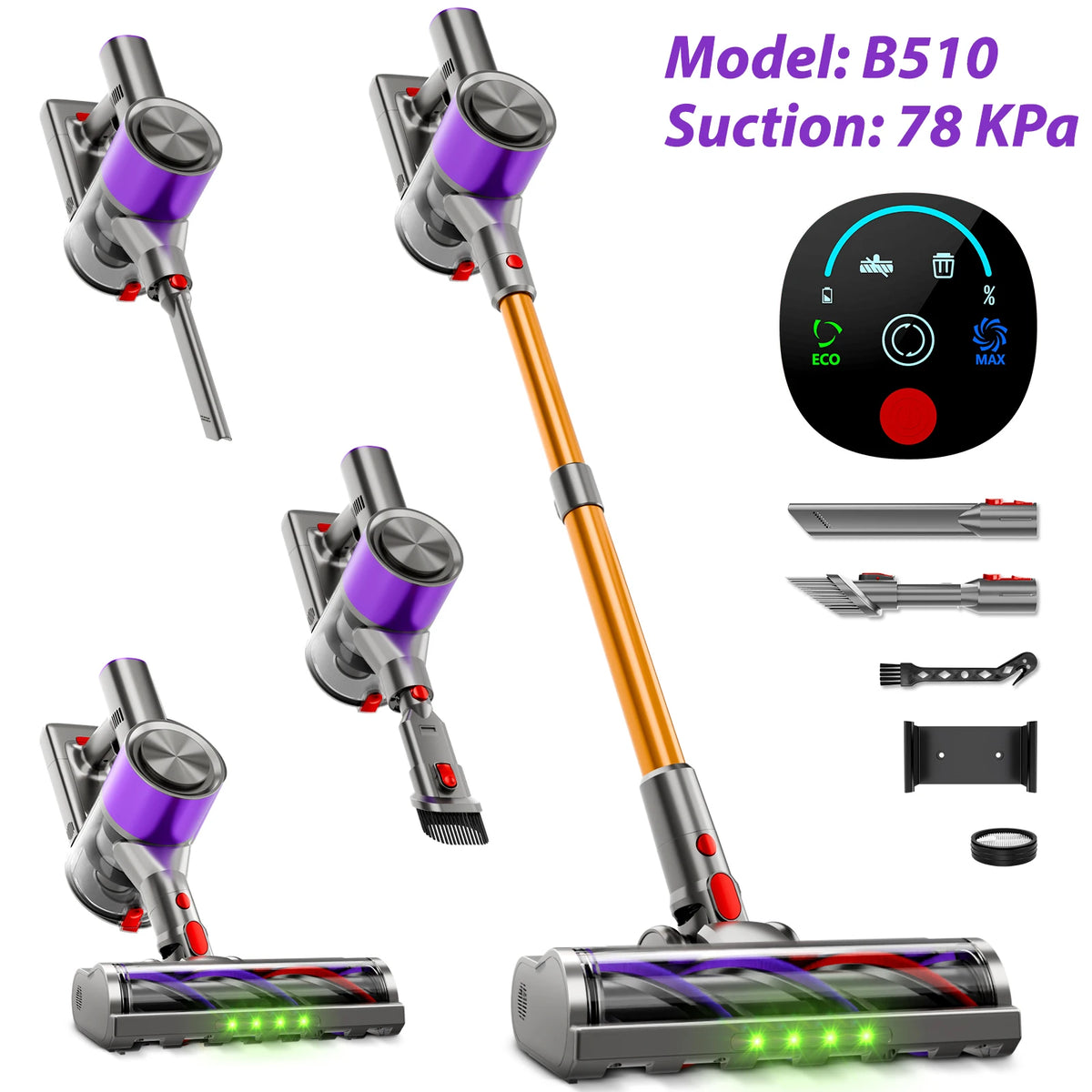 Honki Cordless Stick Vacuum Cleaner Led Display Hepa Filter Turbo