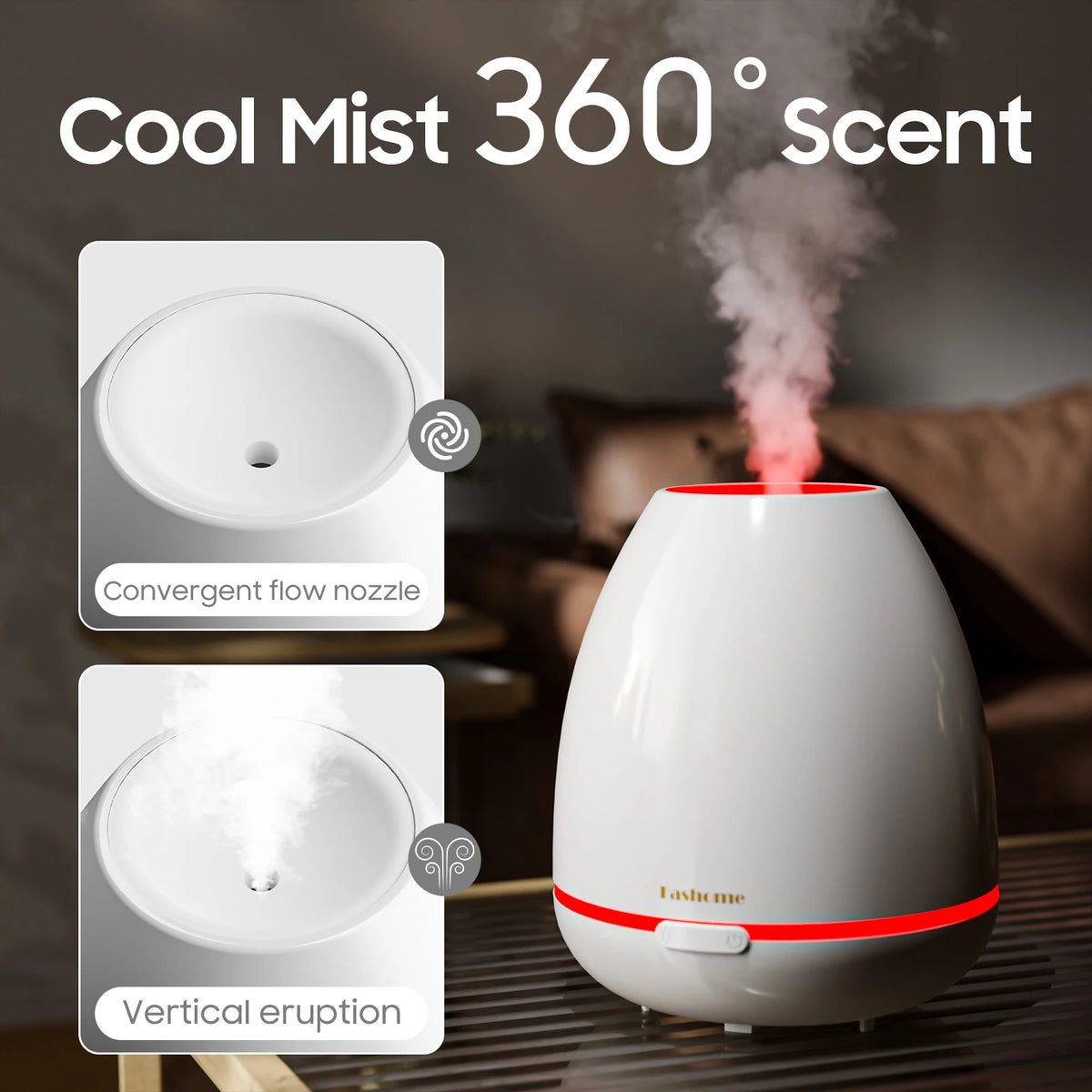 Essential Oil Diffuser, 300ML Small Humidifier And Aromatherapy Diffuser With 7 Color LED Lights, Ultrasonic Aromatherapy Fragrant Oil Humidifier, 3 Timer Waterless Auto-Shut Off For Home Office Room